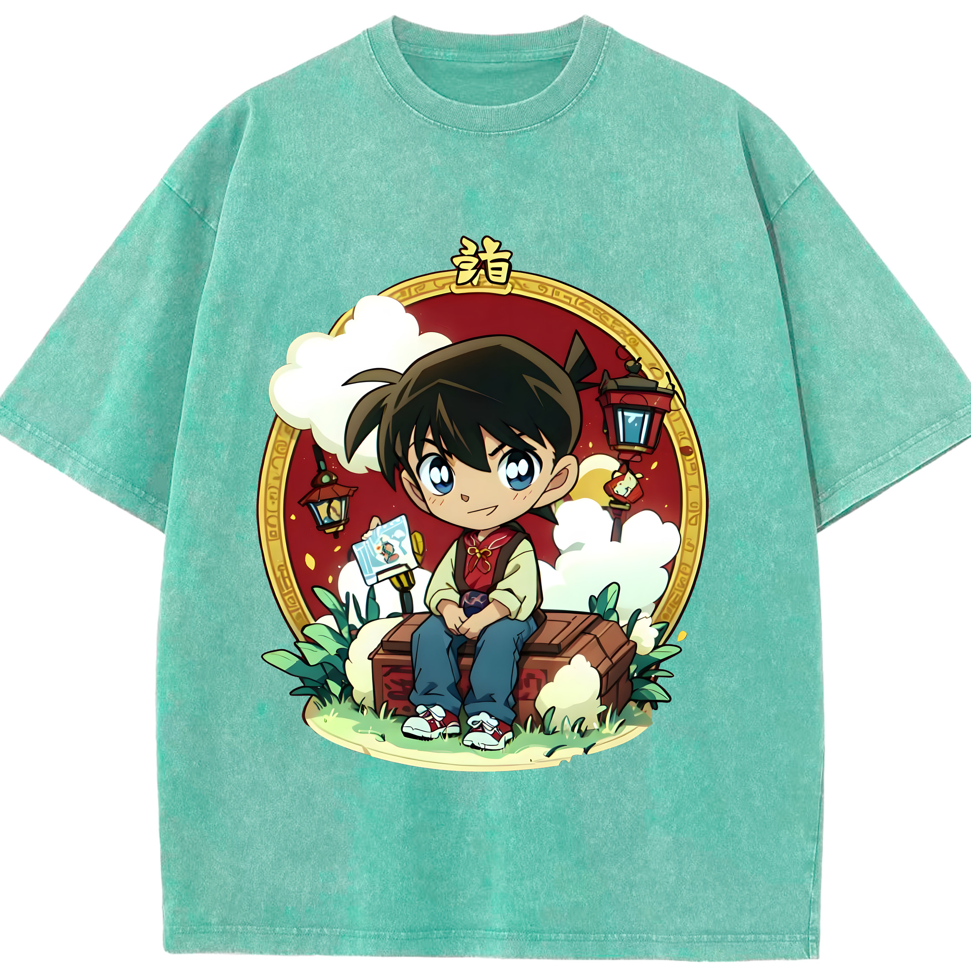 （画像用） 名探偵コナン 江戸川 コナン Detective Conan Conan Edogawa 綿100% ヴィンテージ風 半袖Tシャツ（フロントプリント）